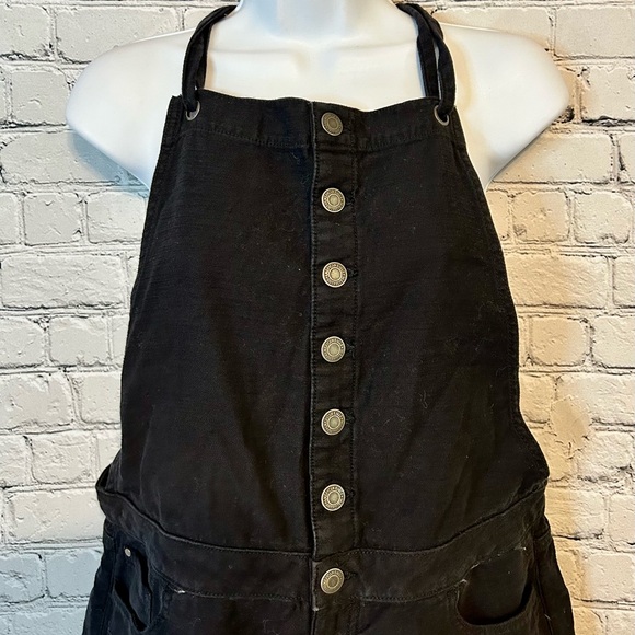 American Eagle Black Denim Distressed Shorts Overalls / medium - Picture 3 of 12